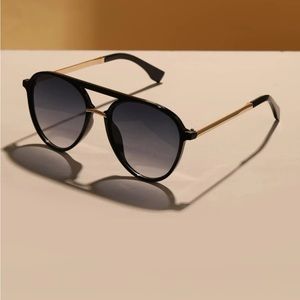 Black with Gold Aviator Sunglasses